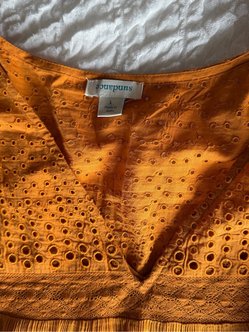 Sundance Adore Moi Maxi Dress Large Orange Rust Eyelet Boho Prairie - Picture 3 of 10
